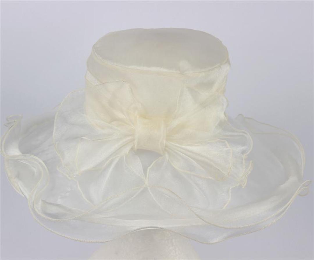 Picture hat organza with bow ivory Code:HS/1004 image 0